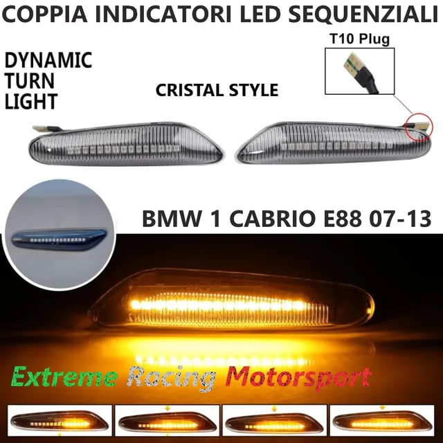 Xtreme Racing Indicatori di Direzione LED Dinamici BMW 1 E88 Cabrio 08-13 Cristal Fumè