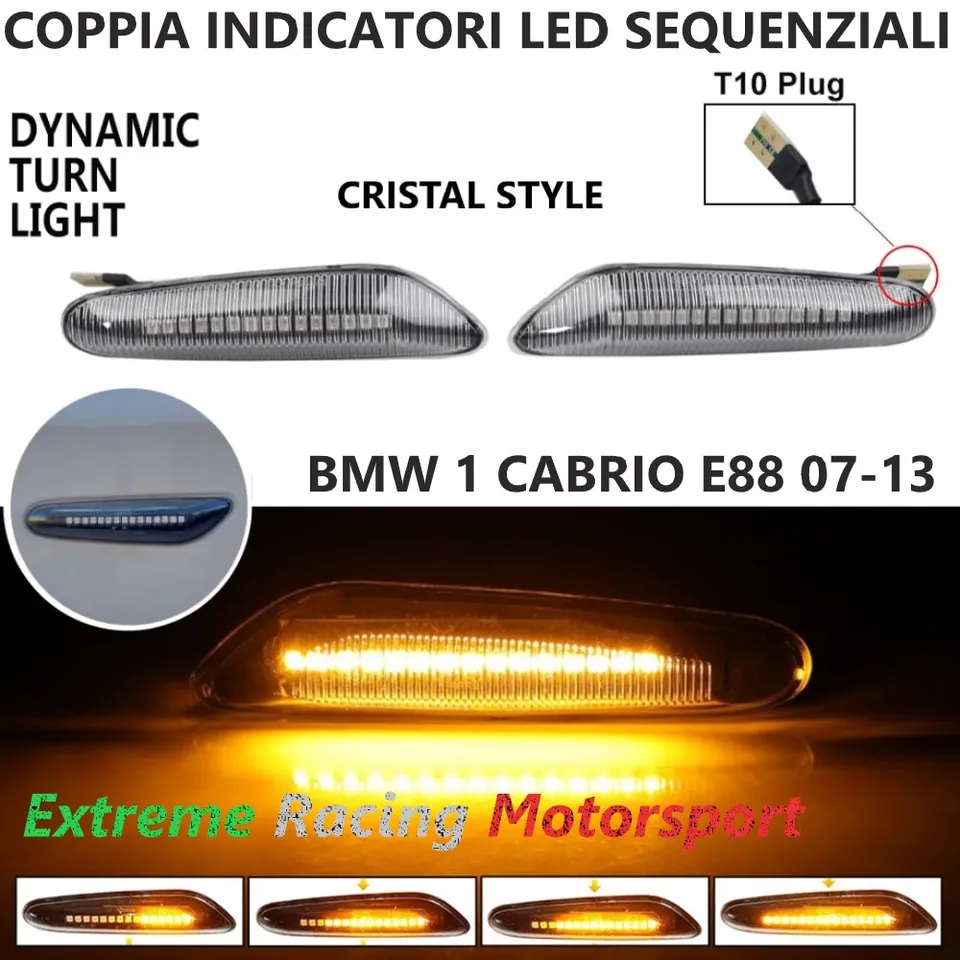 Xtreme Racing Indicatori di Direzione LED Dinamici BMW 1 E88 Cabrio 08-13 Cristal Fumè
