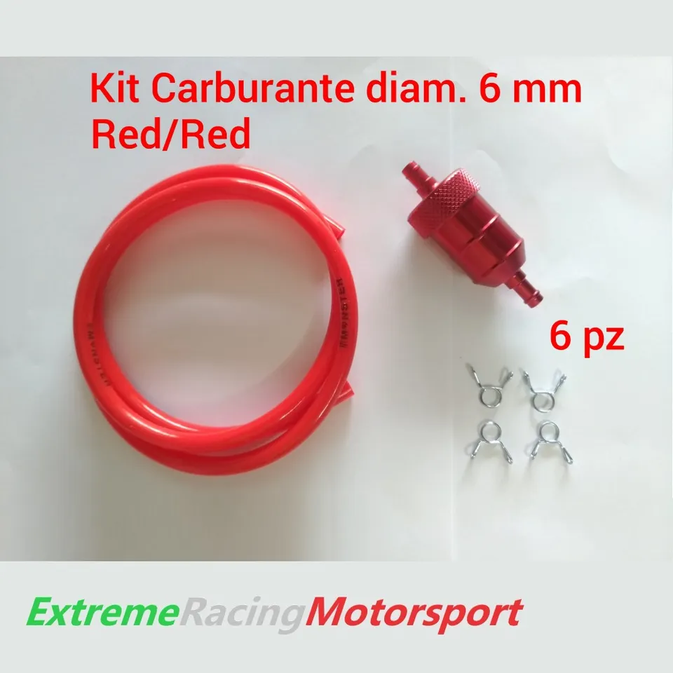 Xtreme Racing Impianto Carburante e Regolatori di Pressione tubo carburante silicone 5×7 mm rosso 6 pezzi 1 m bassa pressione