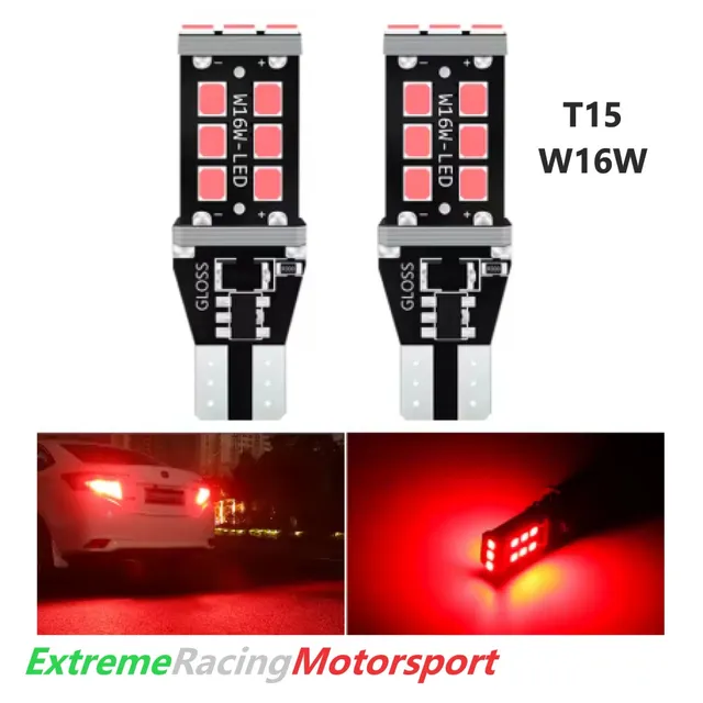 Xtreme Racing Lampadine LED ERM T15 W16W T15 W16W rosse coppia retronebbia