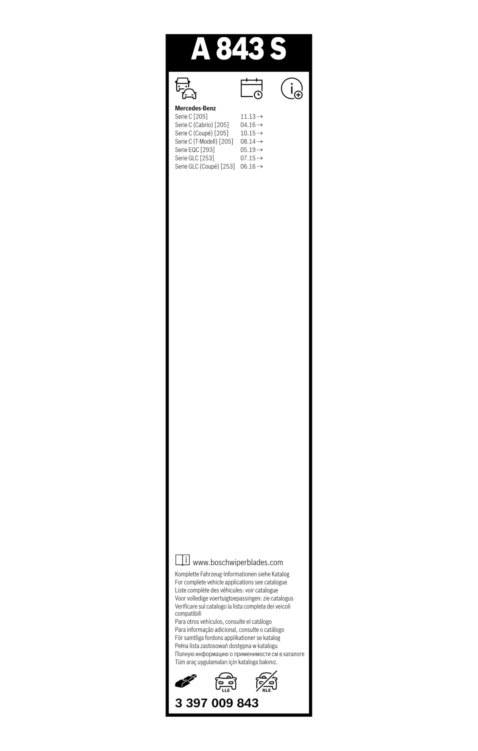 Bosch HCP Spazzole tergicristallo Aerotwin A843S 2 pezzi 550 mm