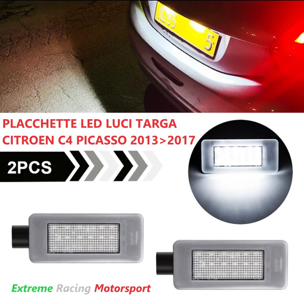 Xtreme Racing Accessori per Illuminazione LED placchette luci targa Citroën C4 Picasso 2013-2017 coppia bianca