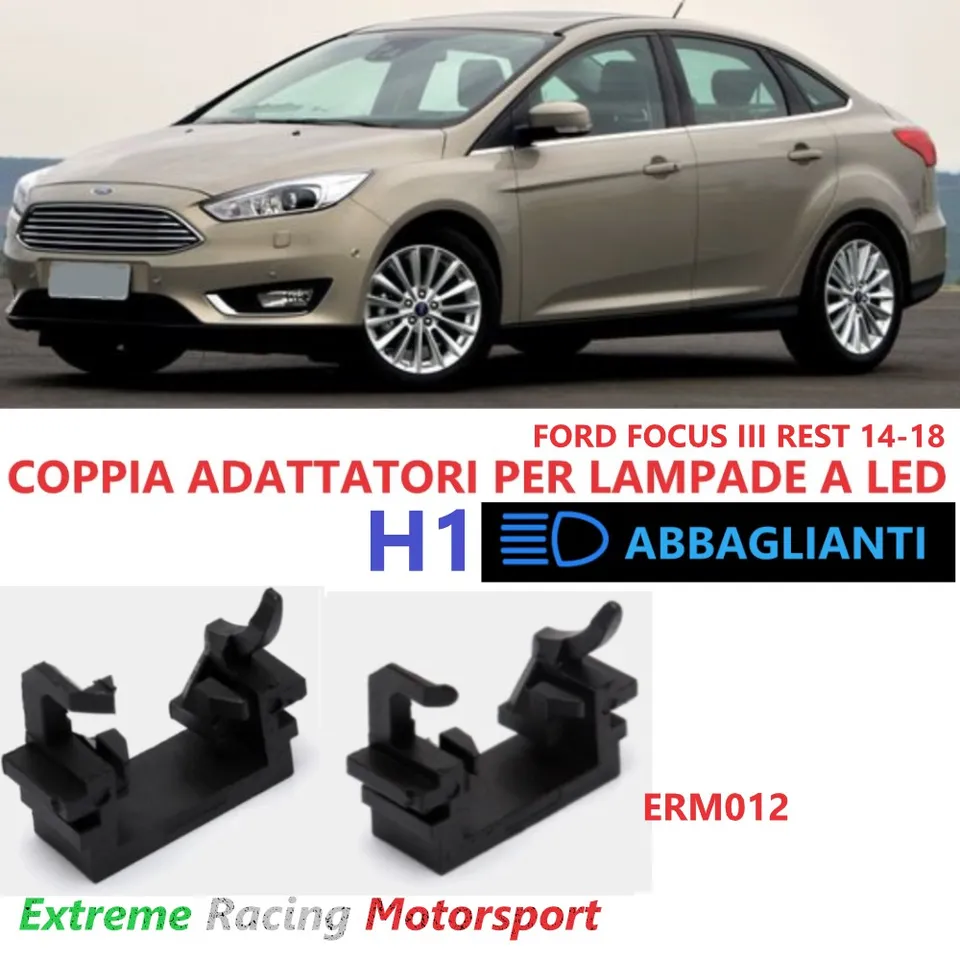 Xtreme Racing Accessori per Illuminazione LED ERM012 adattatori portalampade H1 Ford Focus III Restyling 14-18, coppia