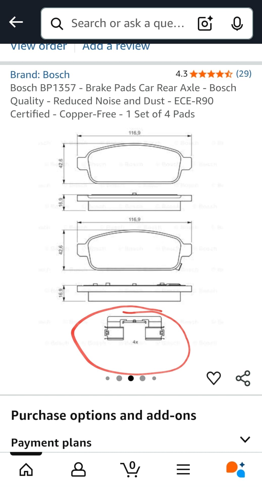 Bosch HCP Sistema frenante BP1357 pastiglie freno posteriori rame