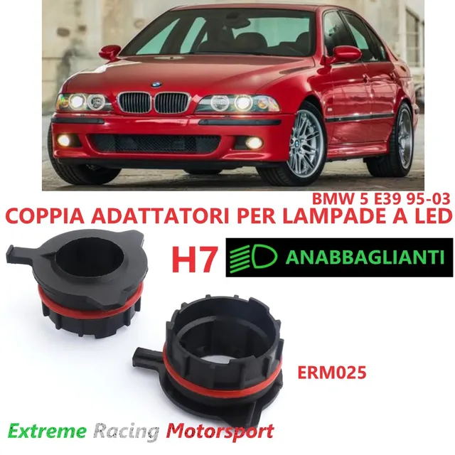 Xtreme Racing Accessori per Illuminazione LED ERM025 adattatori H7 BMW 5 E39 coppia ABS