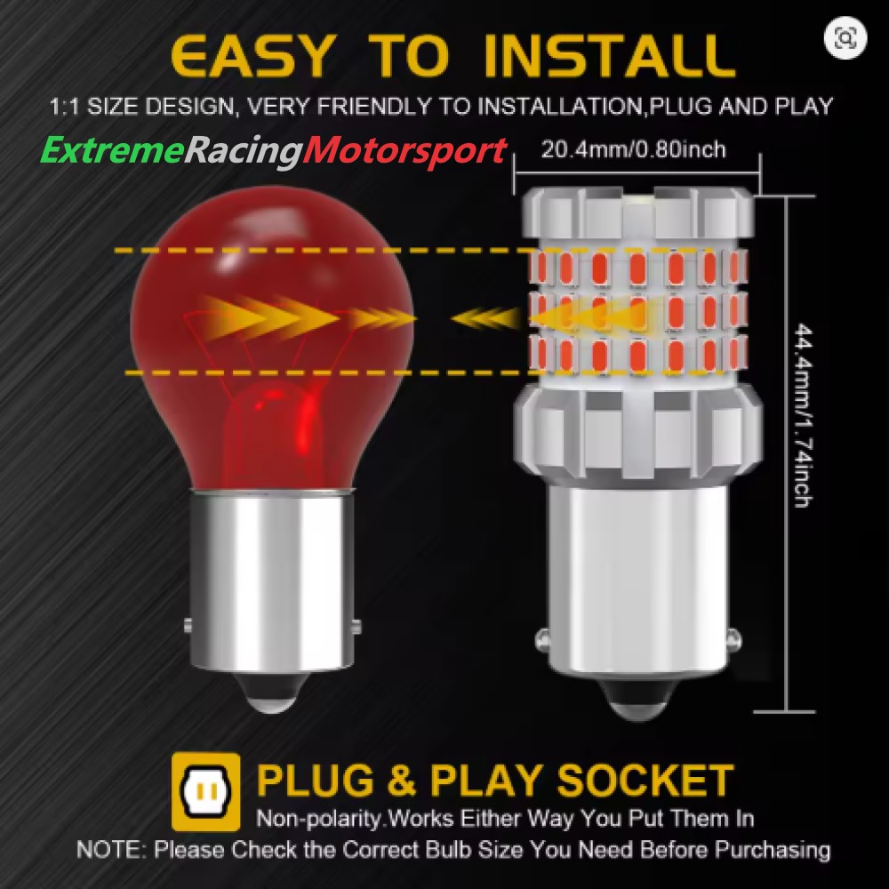 Xtreme Racing Lampadine LED ERM F62 T25 3157 P27/7W rosse coppia retronebbia