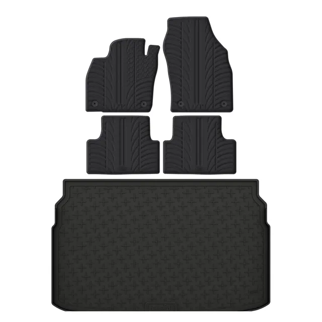 Travall Bundles VW T-Cross Rubber Boot Liner and Rubber Car Mats Bundle (2019-) tappetini in gomma