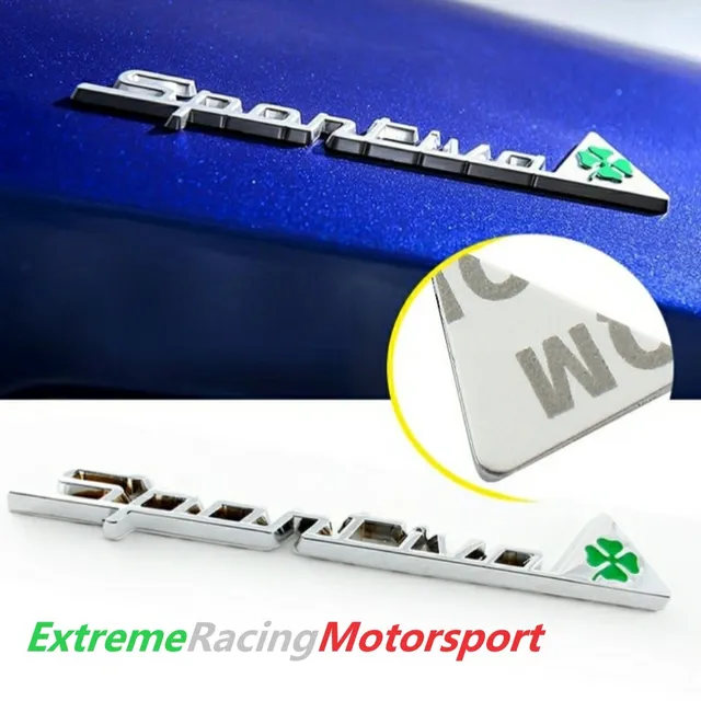 Xtreme Racing Decorazioni Auto e Adesivi Stemma in Metallo Cromato Sportiva Quadrifoglio Verde 14,9 x 2,9 cm
