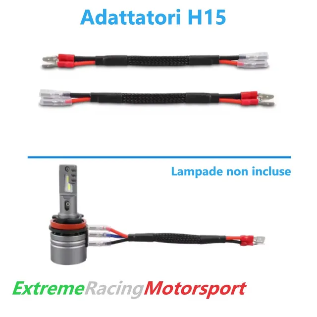 Xtreme Racing Accessori per Illuminazione LED ERMADH15 adattatori cablaggio H15 coppia 16 cm