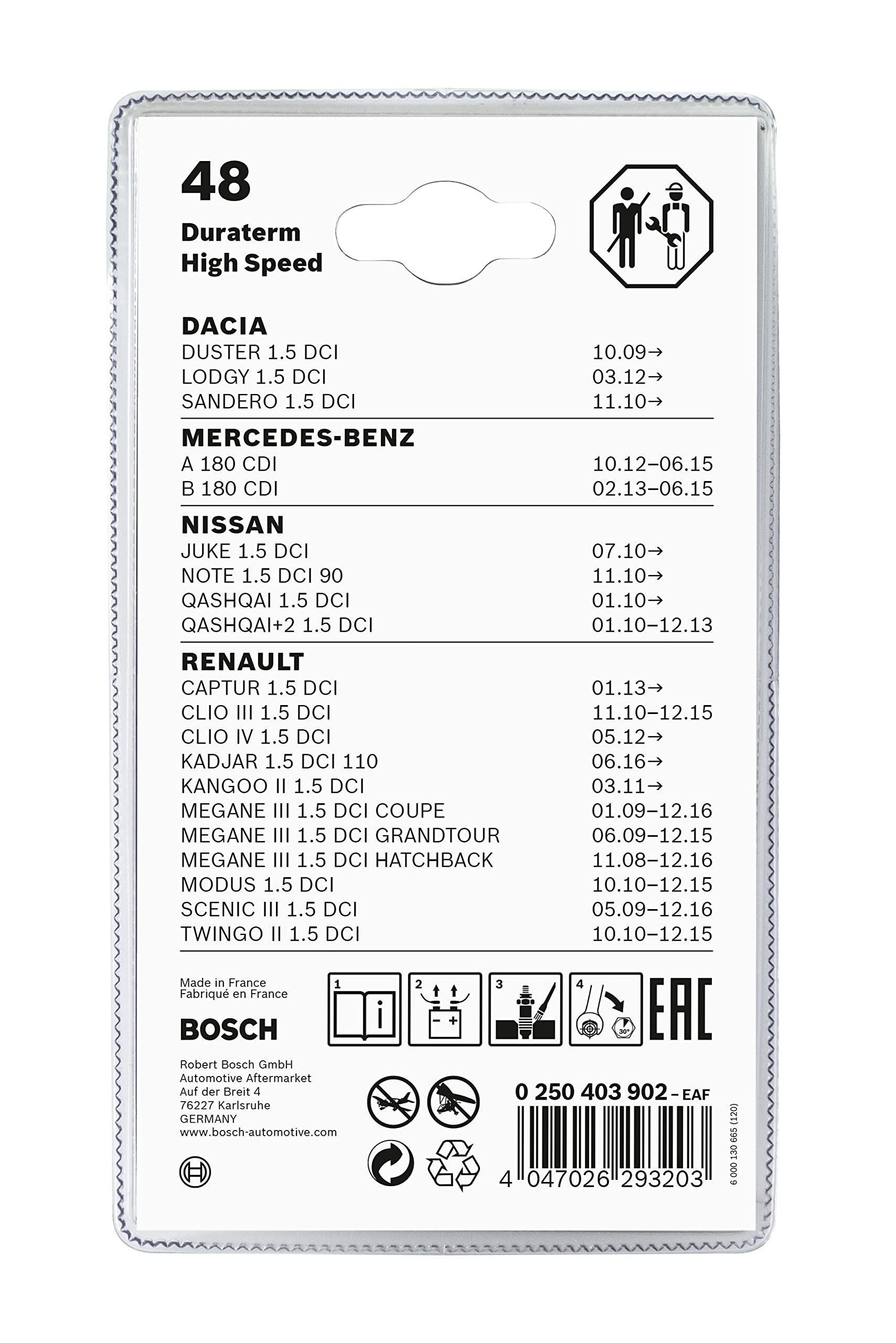 Bosch Candelette 0250403902 Duraterm High Speed candeletta 2 pezzi