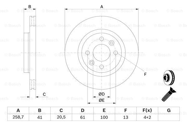 Bosch HCP Sistema frenante BD109 dischi freno anteriori 259 mm 2 pezzi ventilati