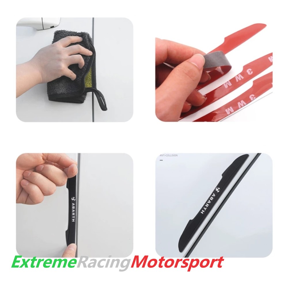 Xtreme Racing Decorazioni Auto e Adesivi Kit Protezione Sportelli Abarth antiurto 4 pezzi in gomma