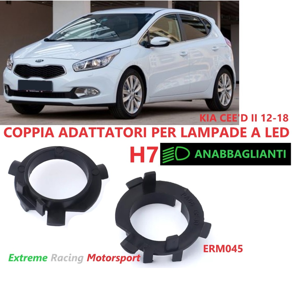 Xtreme Racing Accessori per Illuminazione LED ERM045 Kia Cee’D II 12-18 adattatori H7 coppia ABS