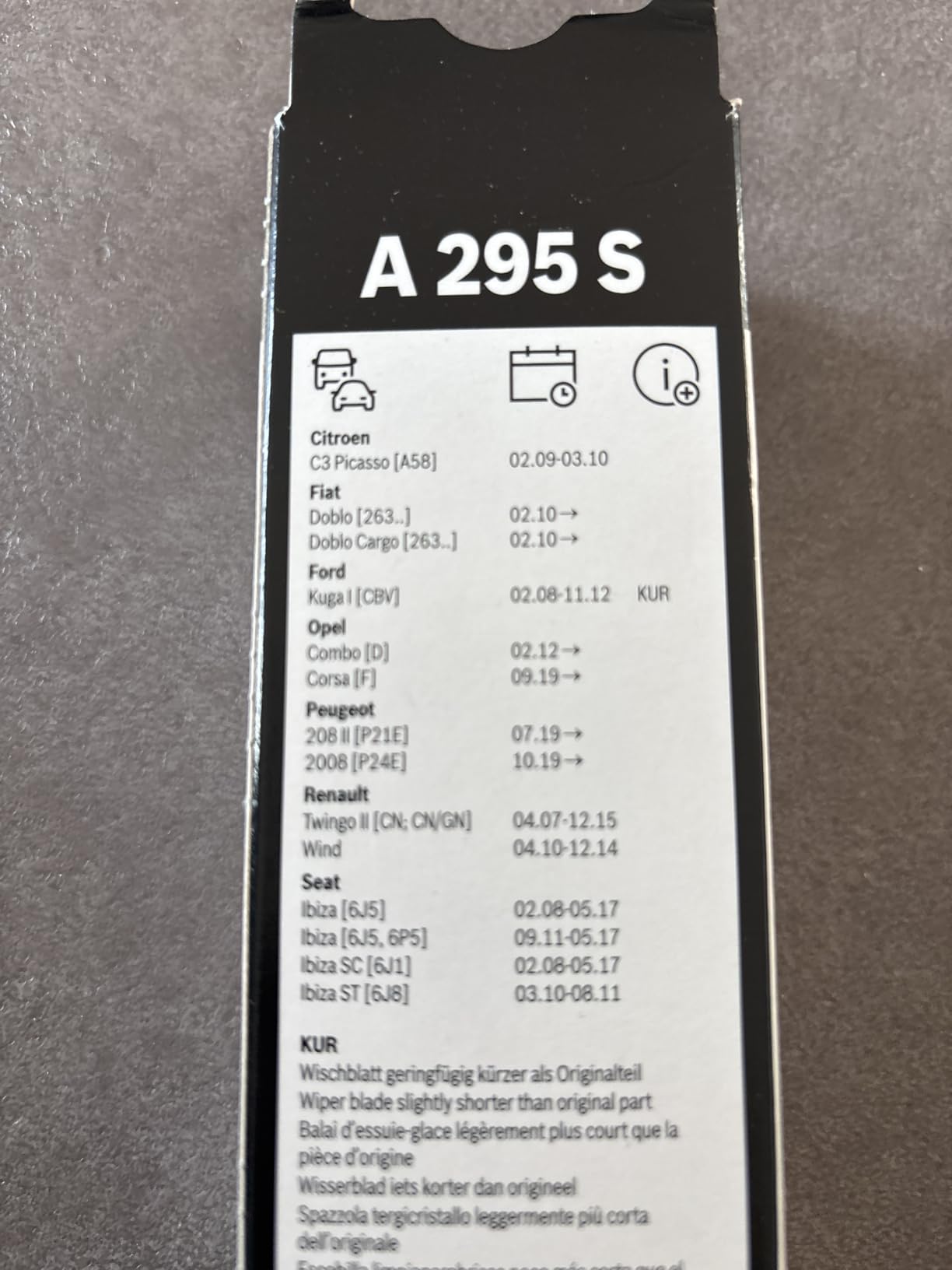 Bosch Spazzole tergicristallo Aerotwin A295S anteriori 600/400 mm