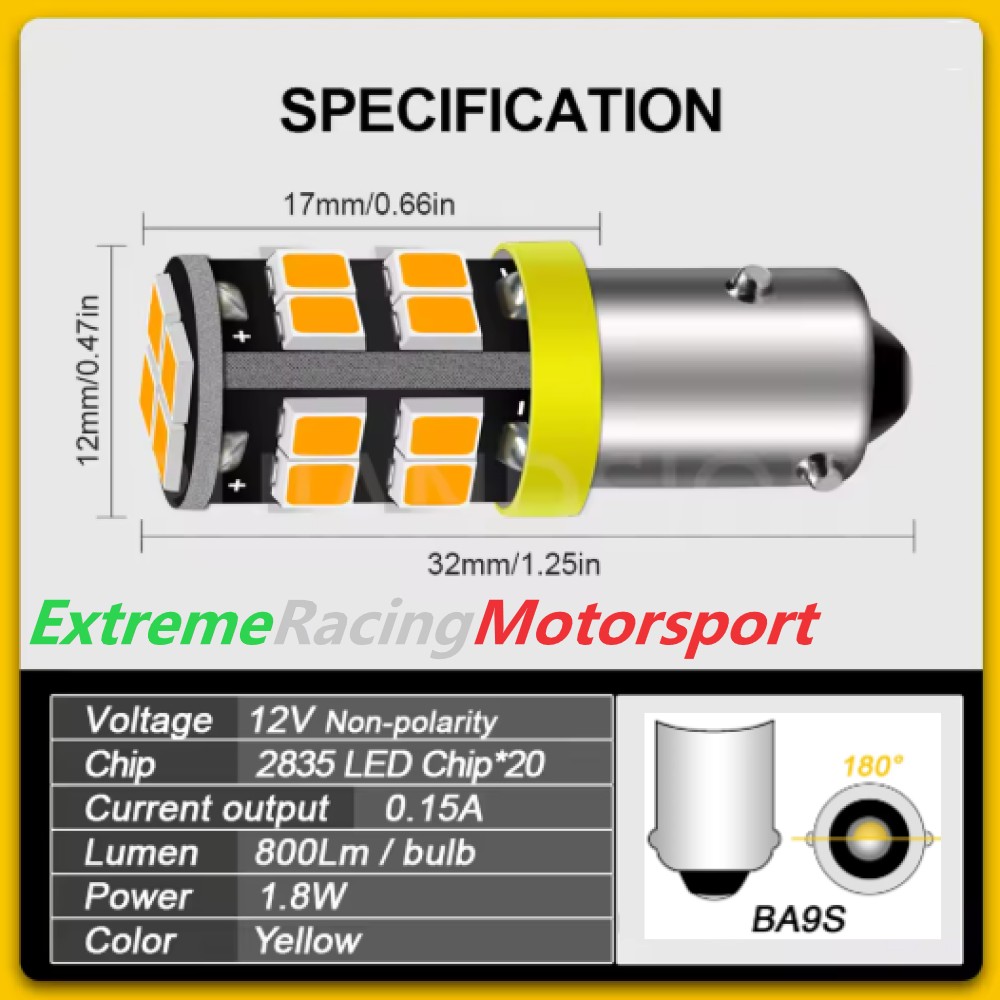 Xtreme Racing Lampadine LED ERM BA9S T4W 20 LED arancioni coppia Canbus