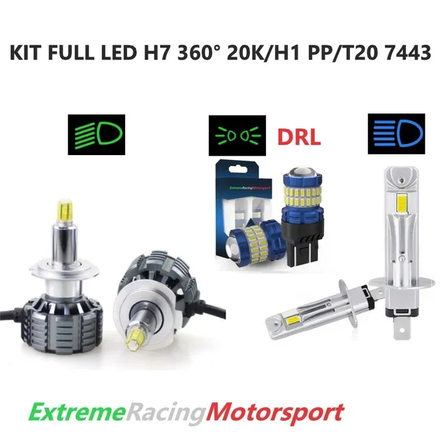 Xtreme Racing Kit Illuminazione LED T20/H7 360° 20K/H1 PP kit lampade 6000K