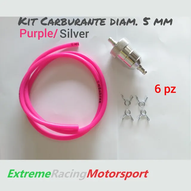 Xtreme Racing Kit Tubo Siliconico Carburante 6 PZ 5×7 mm Purple/Chrome