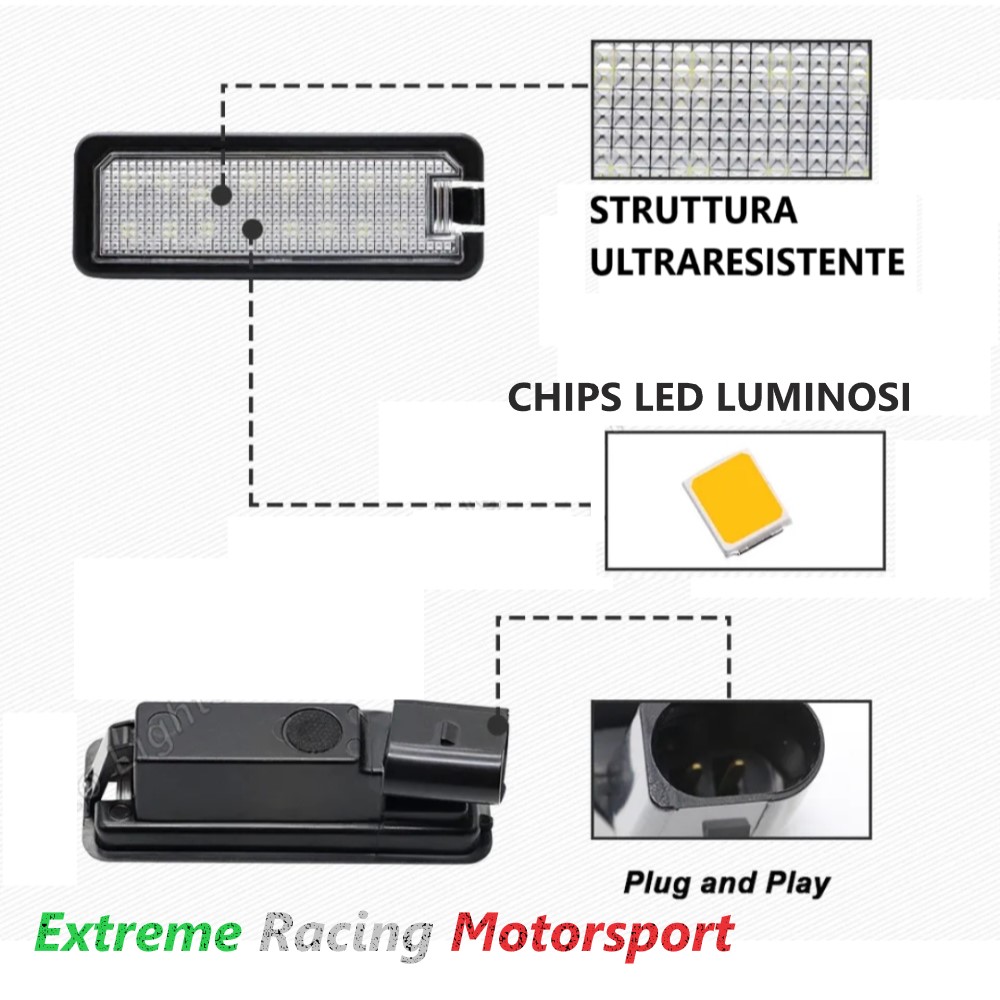 Xtreme Racing Accessori LED Placchette targa Volkswagen Phaeton 2001-2016 12 V coppia