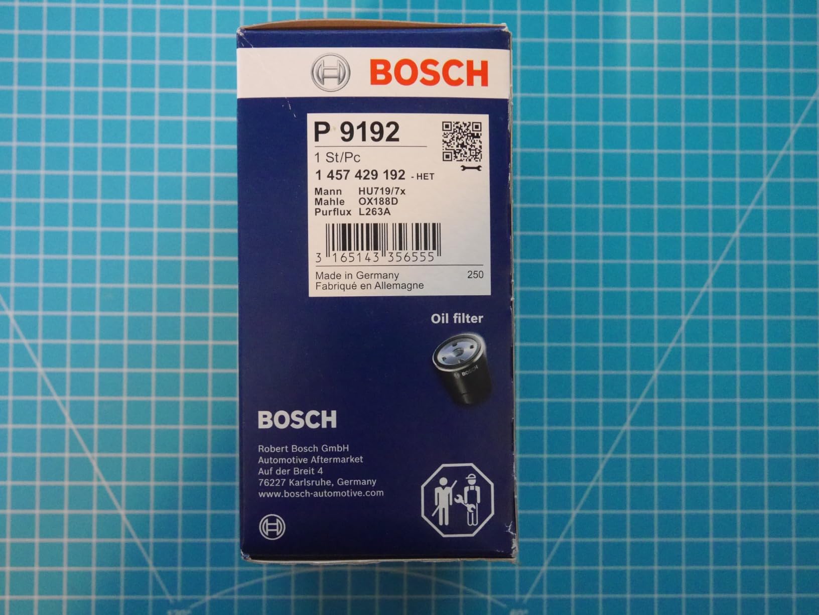 Bosch Filtri 1457429192 filtro olio motore 70,5 x 140,5 mm