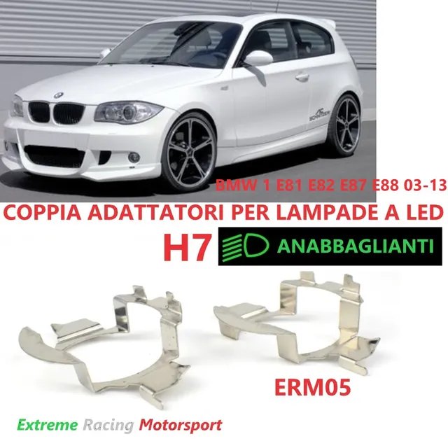Xtreme Racing Accessori per Illuminazione LED ERM005 adattatori H7 BMW Serie 1, coppia in metallo