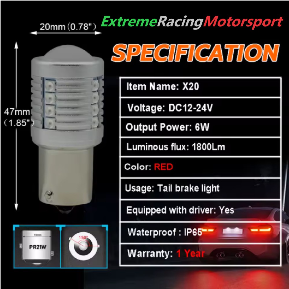 Xtreme Racing Lampadine LED 1156 PR21W coppia rossa CANBUS