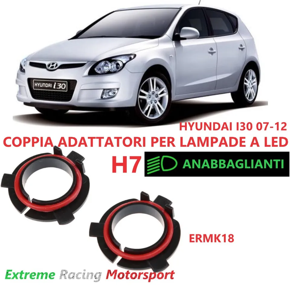 Xtreme Racing Accessori per Illuminazione LED ERMK18 adattatori H7 Hyundai i30 coppia ABS