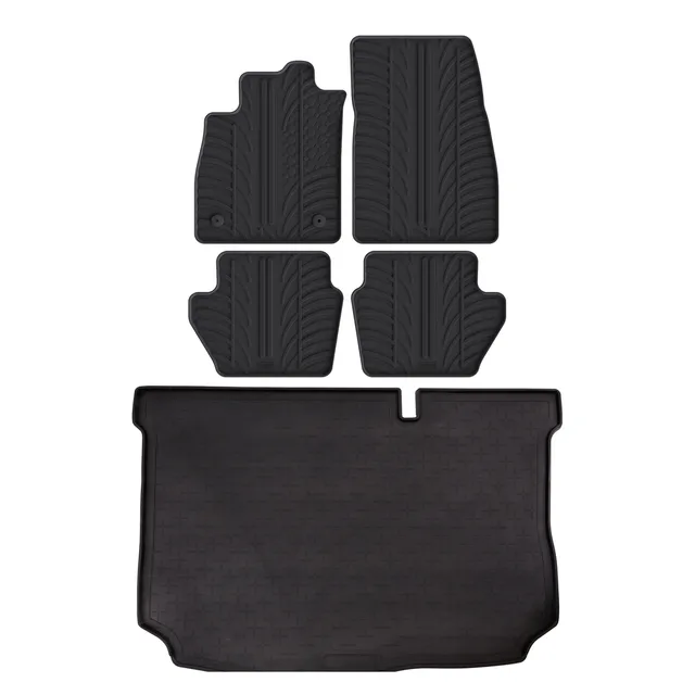 Travall Bundles Ford Fiesta Tappetino bagagliaio e tappetini auto in gomma 2017-2023 kit 2 pezzi resistente