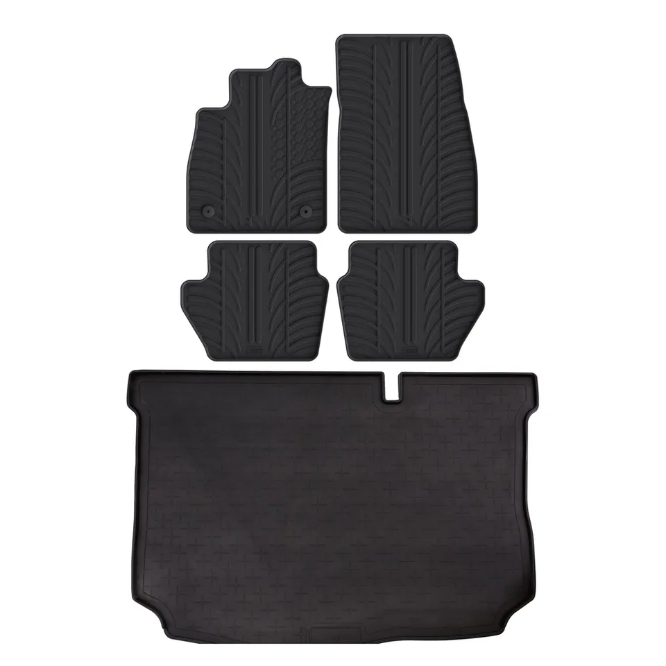 Travall Bundles Ford Fiesta Tappetino bagagliaio e tappetini auto in gomma 2017-2023 kit 2 pezzi resistente