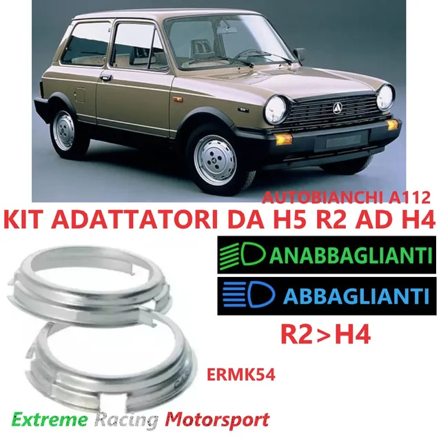Xtreme Racing Accessori per Illuminazione LED ERMK54 Autobianchi A112 69-86 adattatori H4 coppia