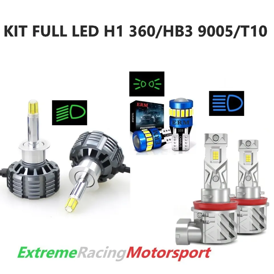 Xtreme Racing Kit Illuminazione LED T10 H1 360° 20K HB3 9005 kit lampade 6000K