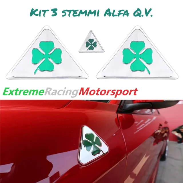 Xtreme Racing Decorazioni Auto e Adesivi Set 3 Stemmi Alluminizzati Quadrifoglio Verde