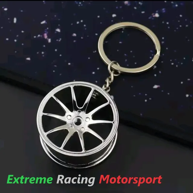 Xtreme Racing Decorazioni Auto e Adesivi Portachiavi in metallo Cerchio Cromato