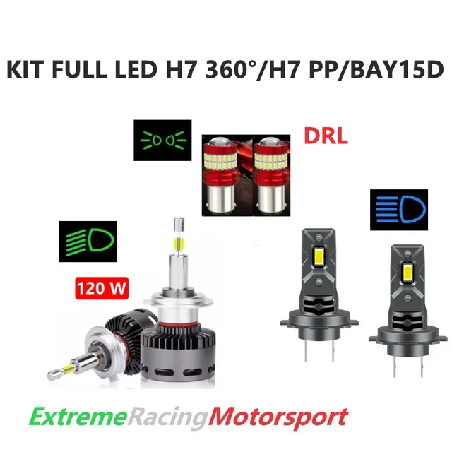 Xtreme Racing Kit Illuminazione LED BAY15D 21/5W/H7 360° 40Klm/H7 PP kit lampade full LED 6000K
