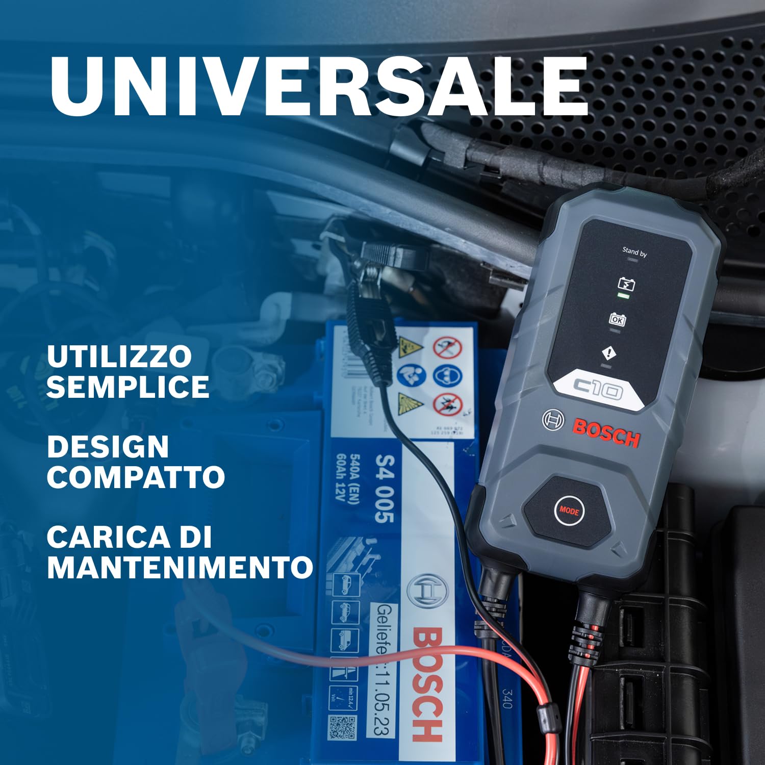 Bosch C10 caricabatterie auto 12 V 3,5 A per batterie al piombo e AGM