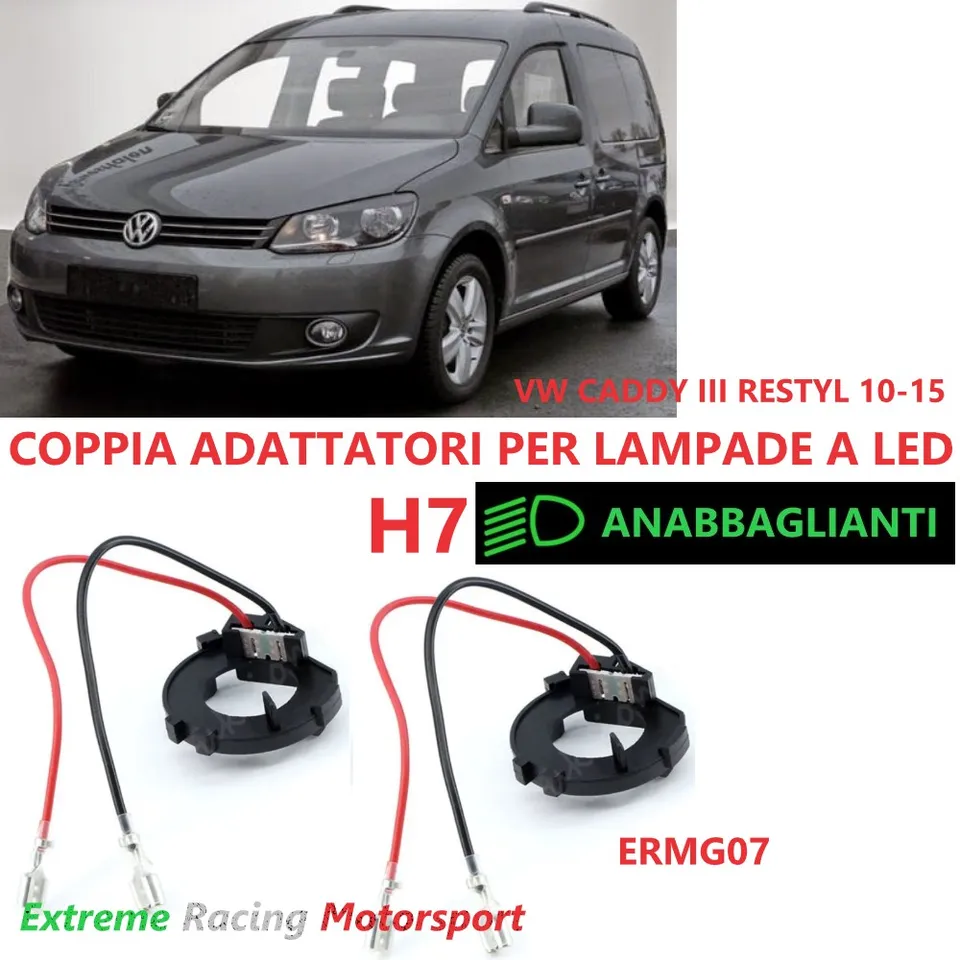 Xtreme Racing Accessori per Illuminazione LED Adattatori Portalampade a Led ERMG07 VW Caddy III Restyling 10-15 H7