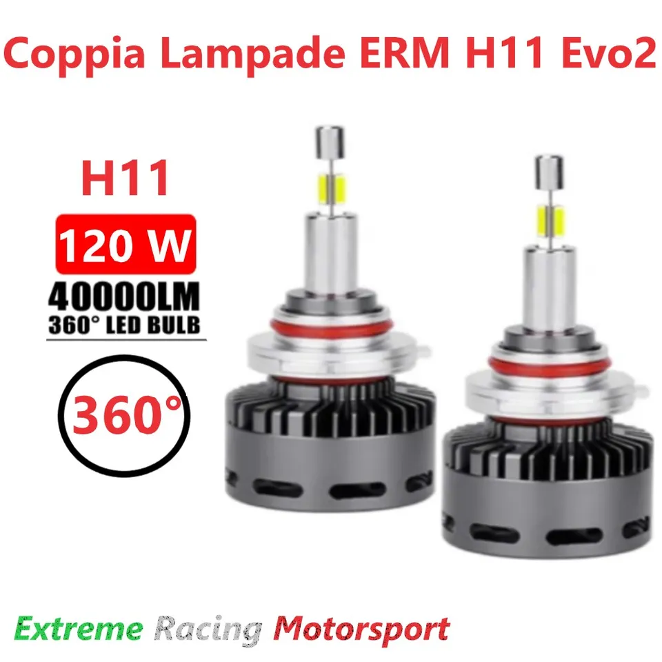 Xtreme Racing Lampadine LED ERM XTREME 40K 360° H11 lampadine coppia per fari lenticolari
