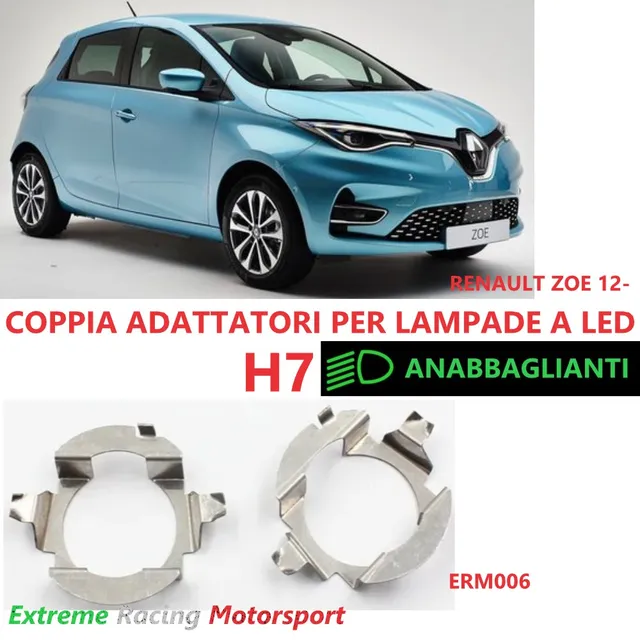 Xtreme Racing Accessori per Illuminazione LED ERM006 Renault ZOE 12- adattatori H7 coppia in metallo