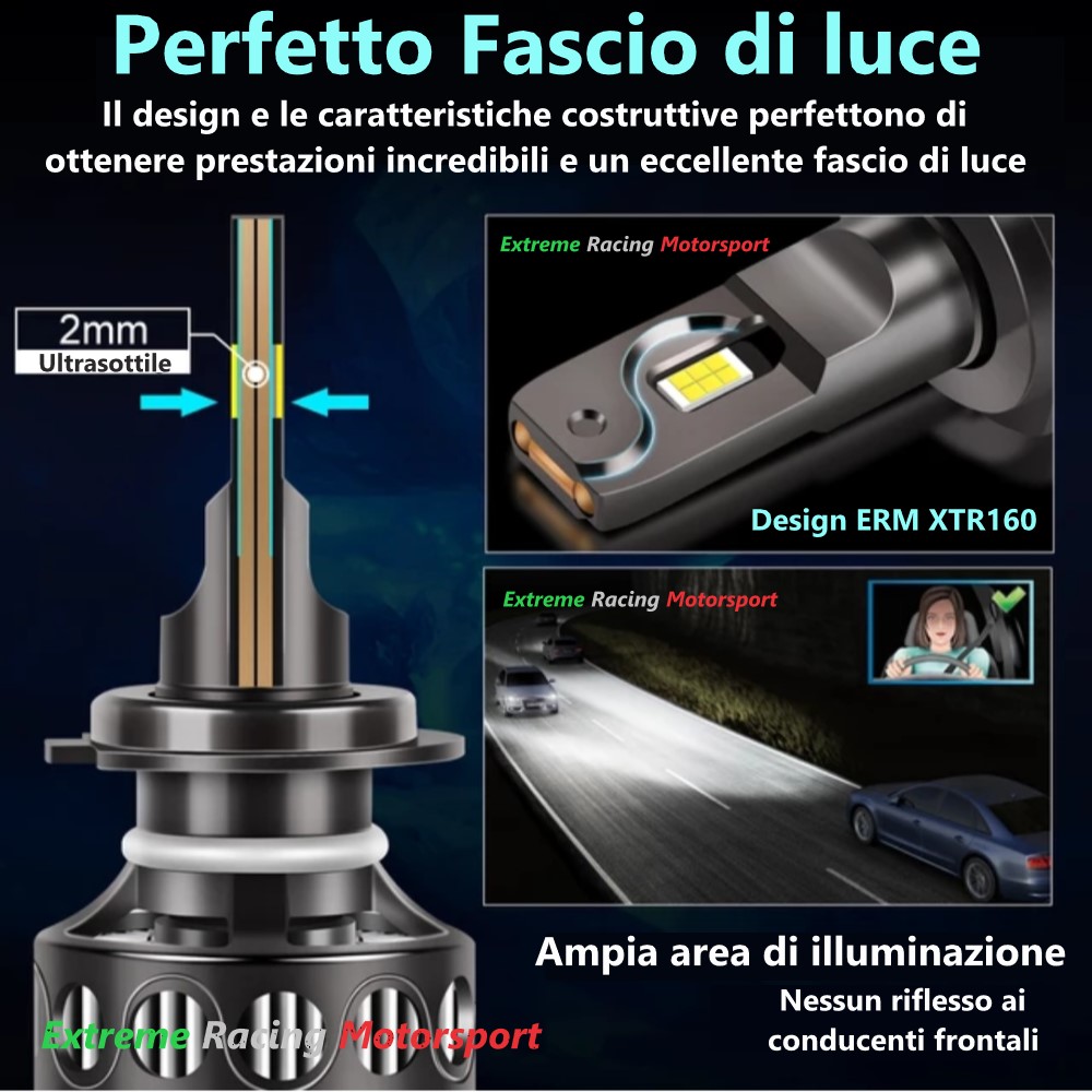 Xtreme Racing Lampadine LED ERM XTR160 H4 lampadine 30.000 lumen coppia