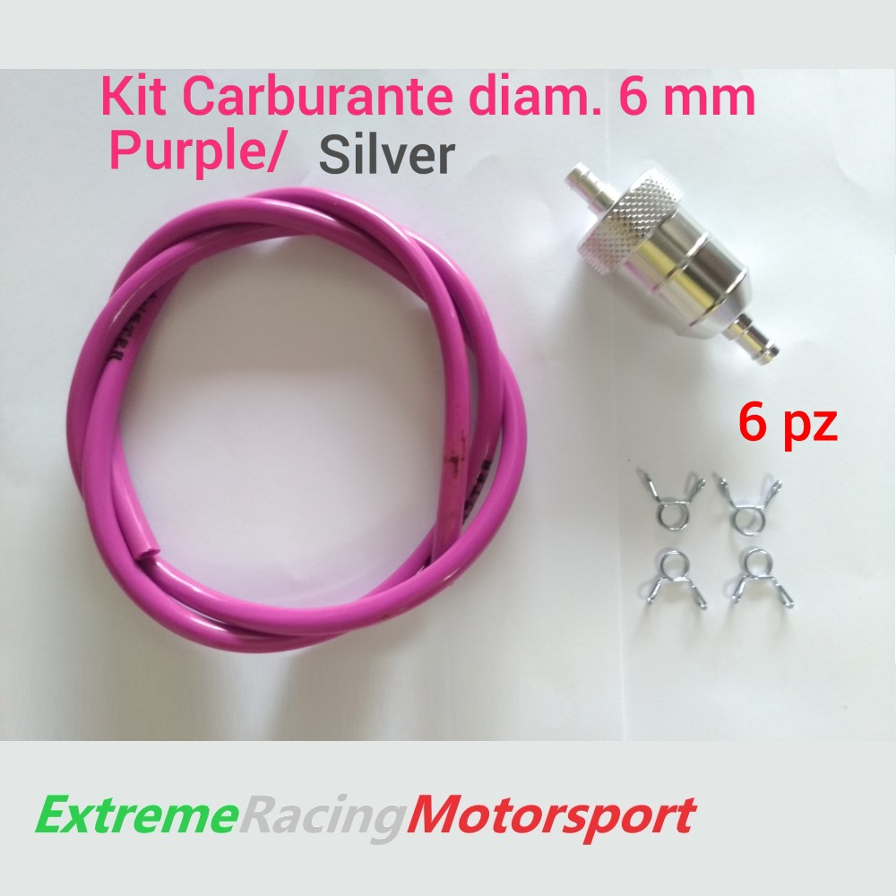 Xtreme Racing Impianto Carburante e Regolatori di Pressione Kit Tubo Siliconico Carburante 6 PZ 5x7 mm Purple Dark/Chrome