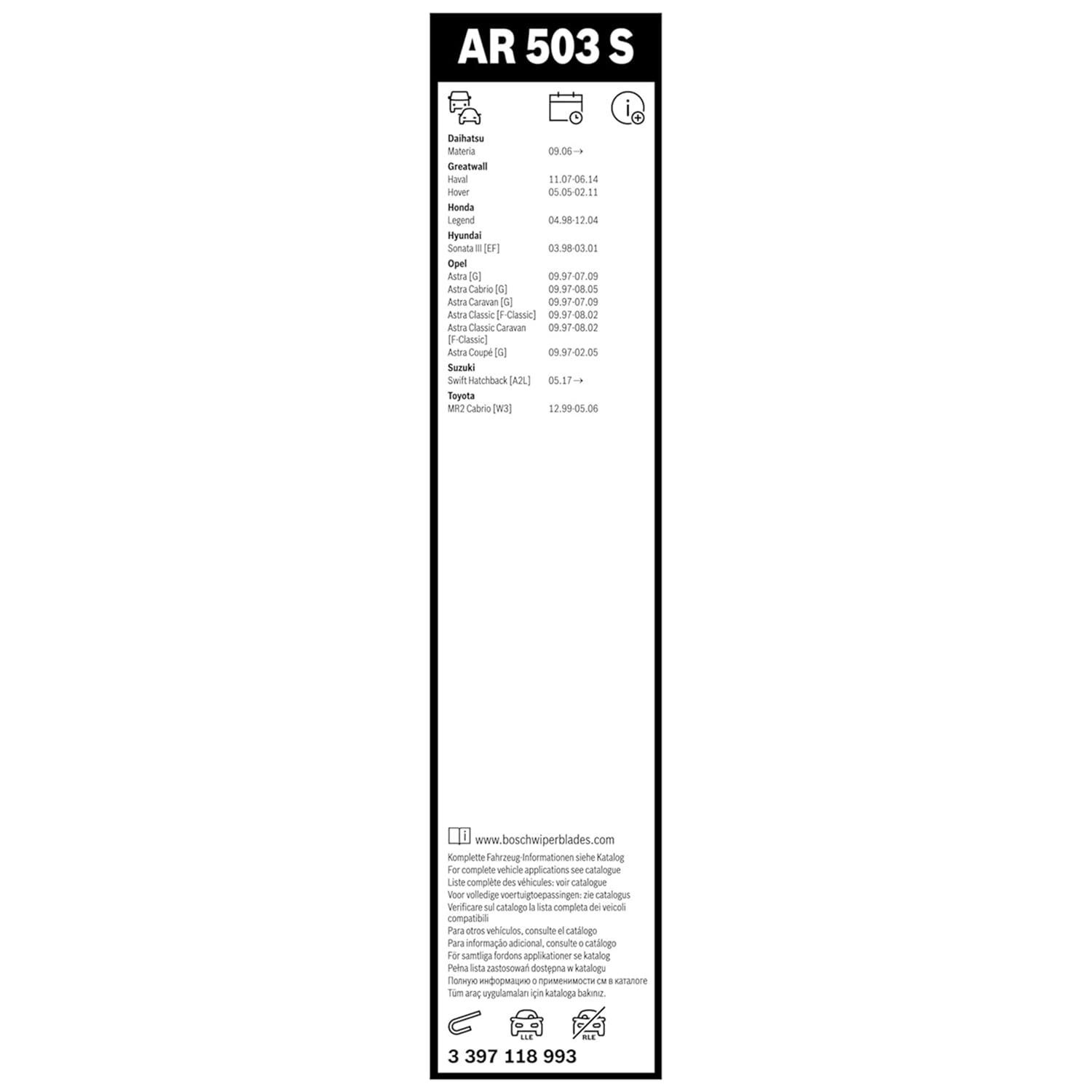 Bosch HCP Spazzole tergicristallo 3397118993 Aerotwin 500/475 mm