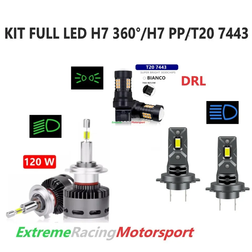 Xtreme Racing Kit Illuminazione LED T20 7443 21/5W H7 360° 40Klm/H7 PP full LED 6000 K