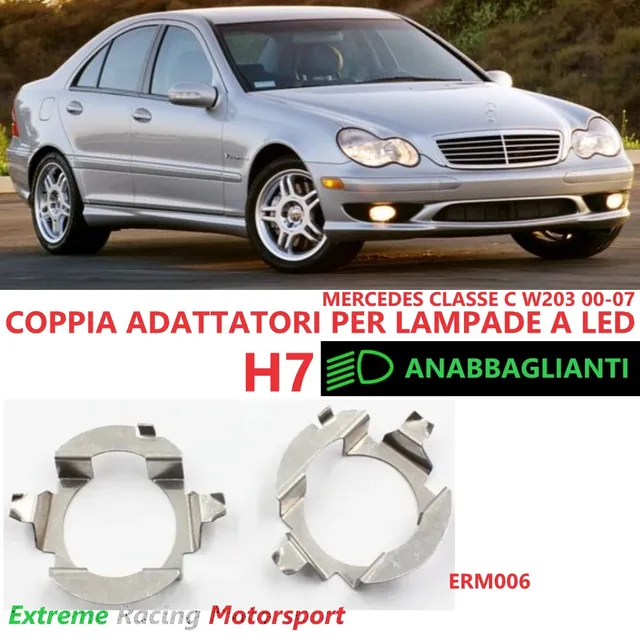 Xtreme Racing Accessori per Illuminazione LED ERM006 Mercedes Classe C W203 adattatori H7 2 pezzi