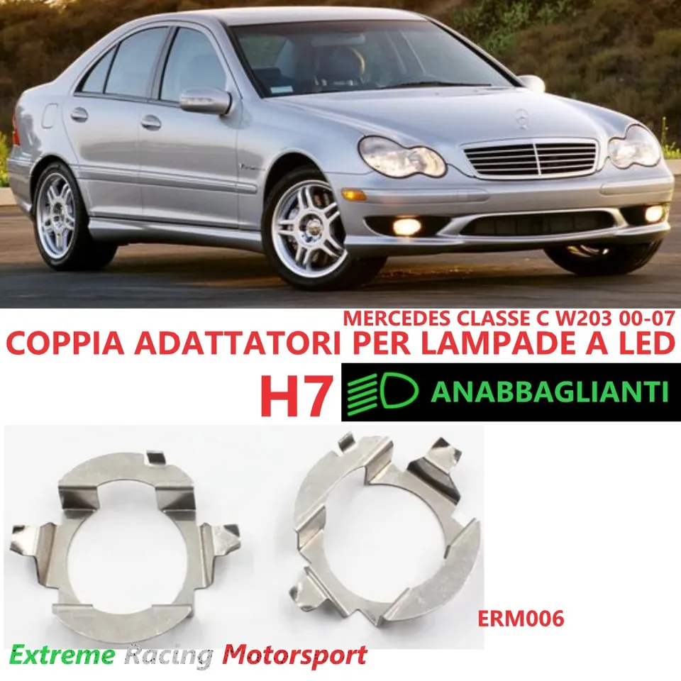 Xtreme Racing Accessori per Illuminazione LED ERM006 Mercedes Classe C W203 adattatori H7 2 pezzi