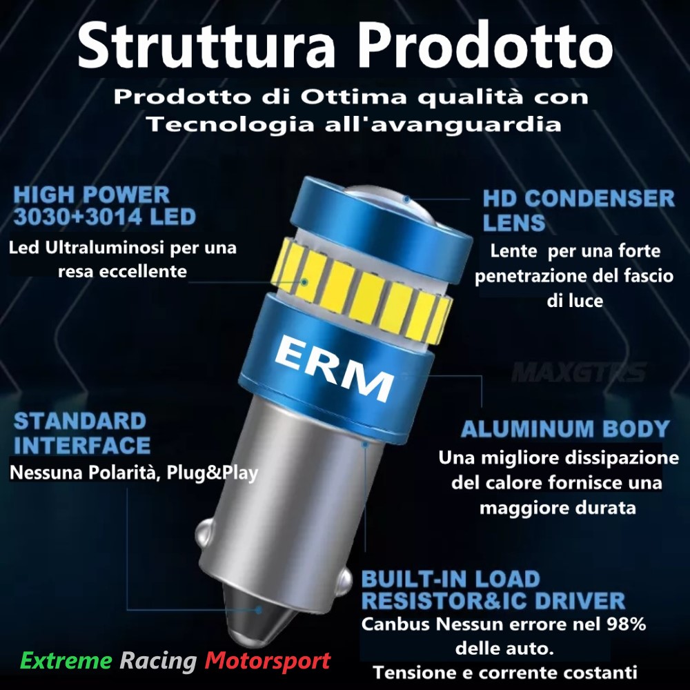 Xtreme Racing Lampadine LED BA9S ERM luci targa coppia bianca IP68