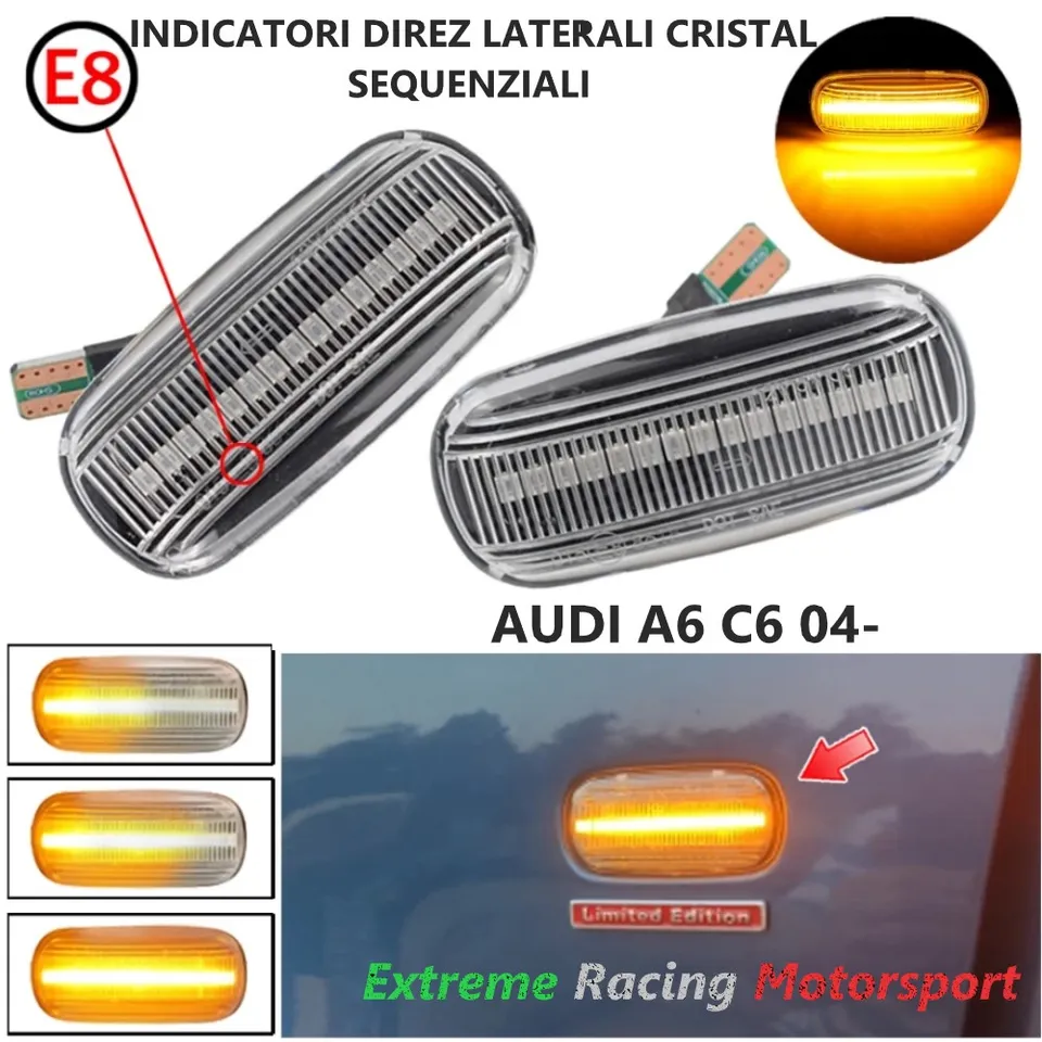 Xtreme Racing Indicatori di Direzione LED Indicatori direzione Led Dinamici Audi A6 C6 04- coppia cristal fumè