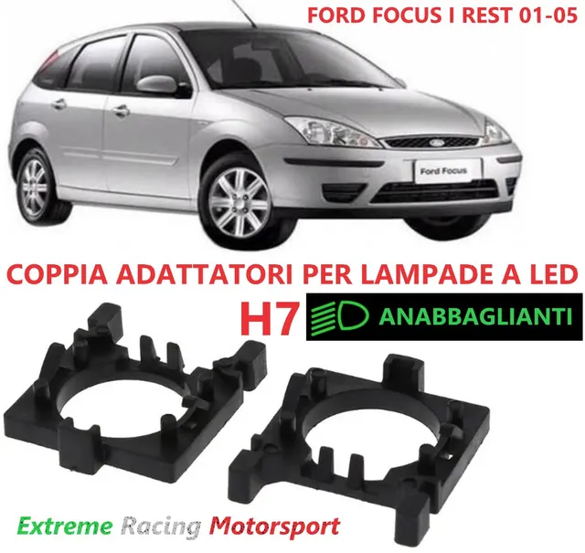 Xtreme Racing Accessori per Illuminazione LED ERM013 Ford Focus I Restyling adattatori H7 2 pezzi