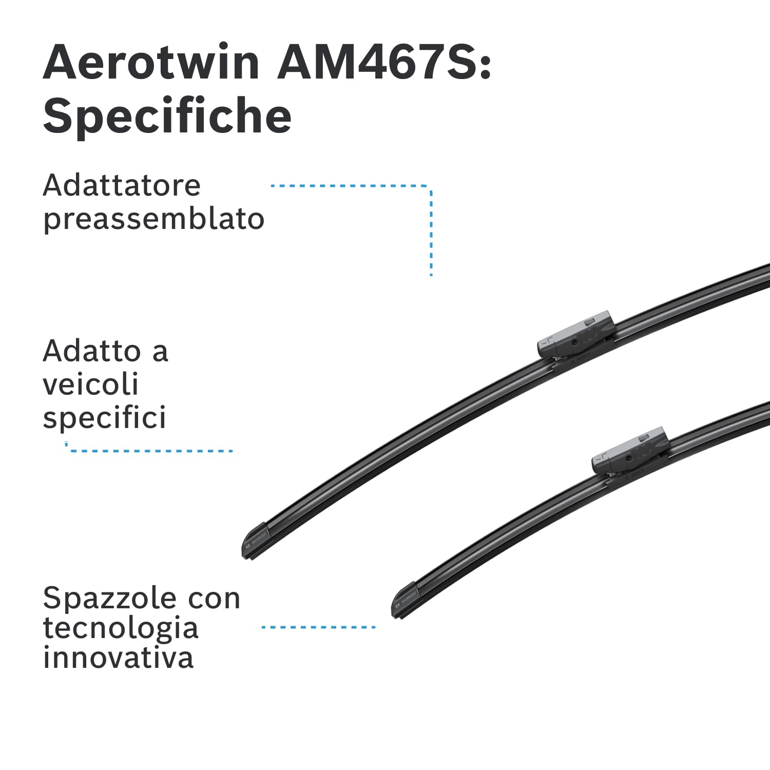 Bosch Spazzole tergicristallo Aerotwin Multi-Clip AM467S anteriori 2 pezzi flat blade
