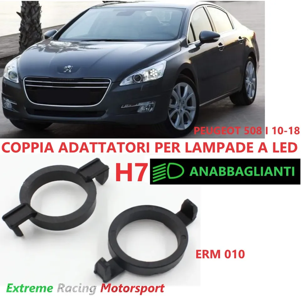 Xtreme Racing Accessori per Illuminazione LED ERM010 Peugeot 508 10-18 adattatori H7 coppia ABS