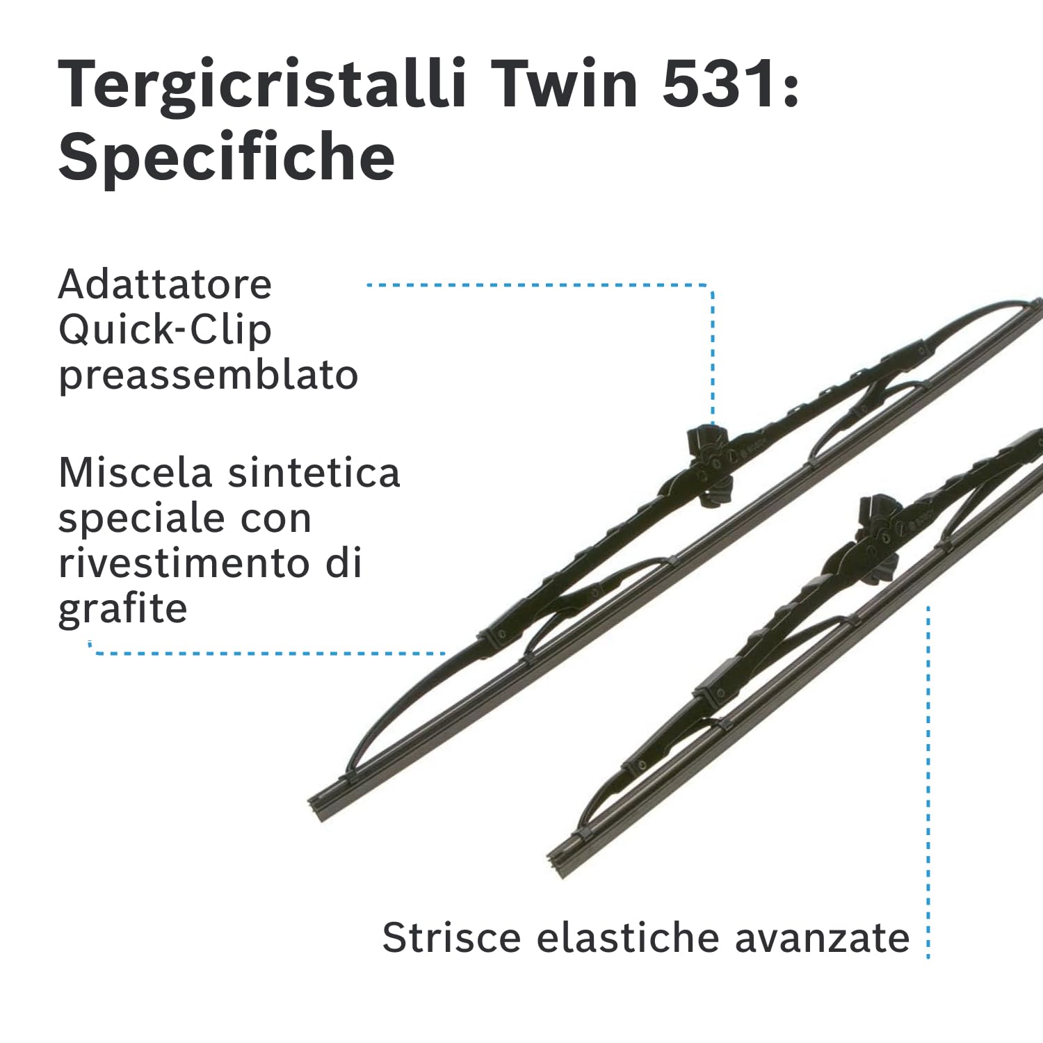 Bosch Twin 531 spazzole tergicristallo 530/450 mm anteriori