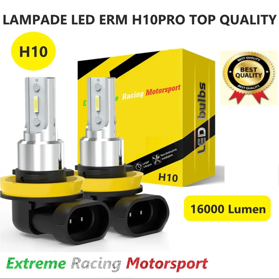 Xtreme Racing Lampadine LED ERM H10 1860 CPS lampadine H10, coppia 6500K 16000 lumen